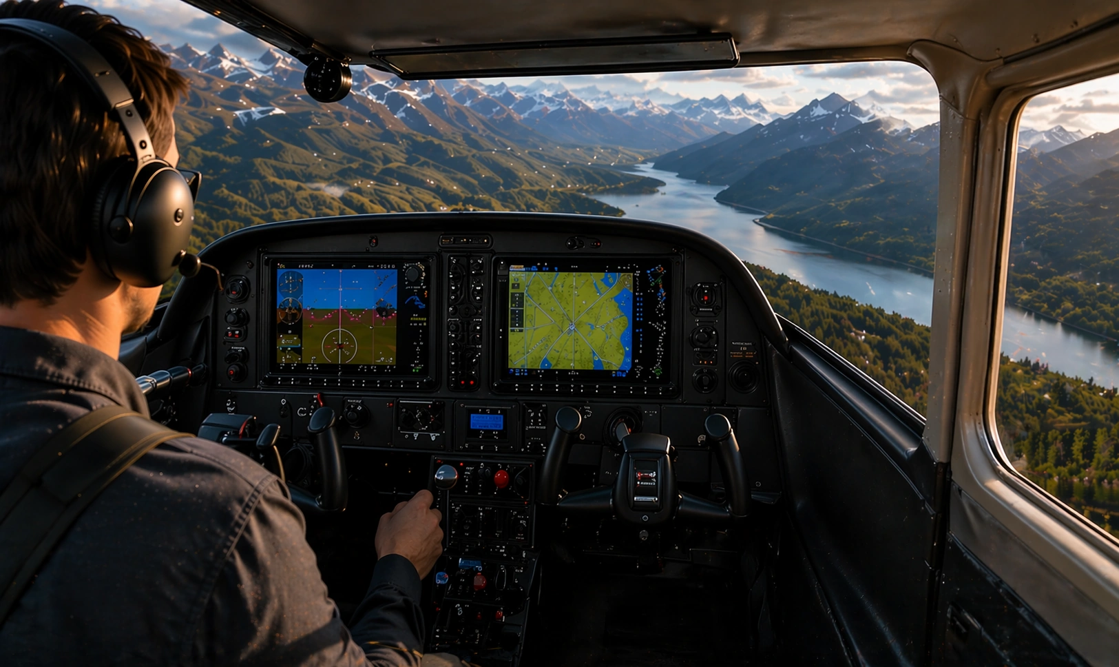 Aircraft wing view in flight